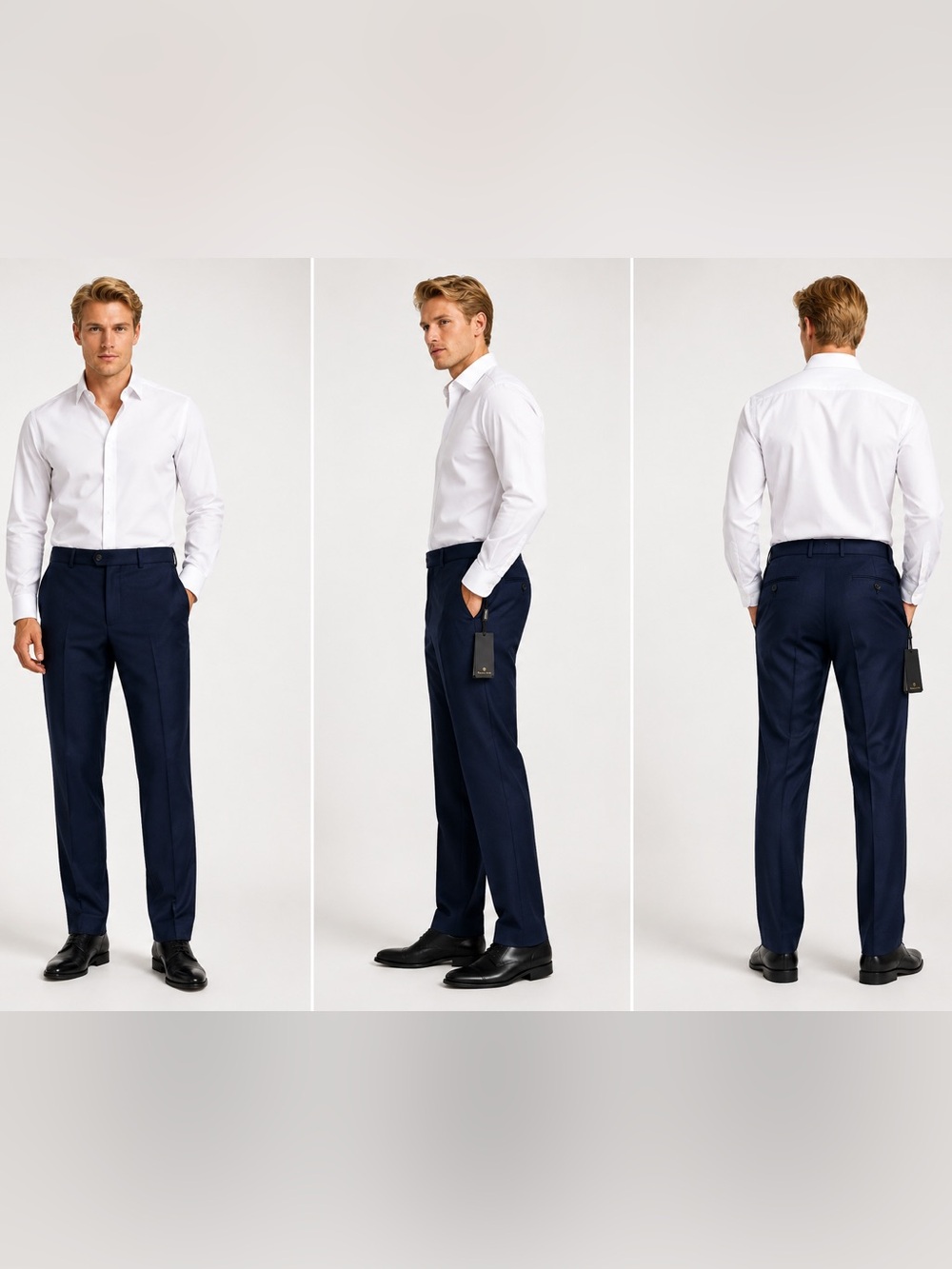 Massimo Dutti Men’s Navy Super 120’s Wool Dress Pants Size 31 NWT - Picture 1 of 16